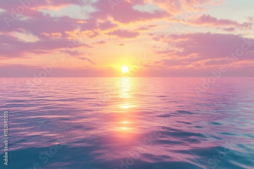 Peaceful sunset over calm ocean water.
