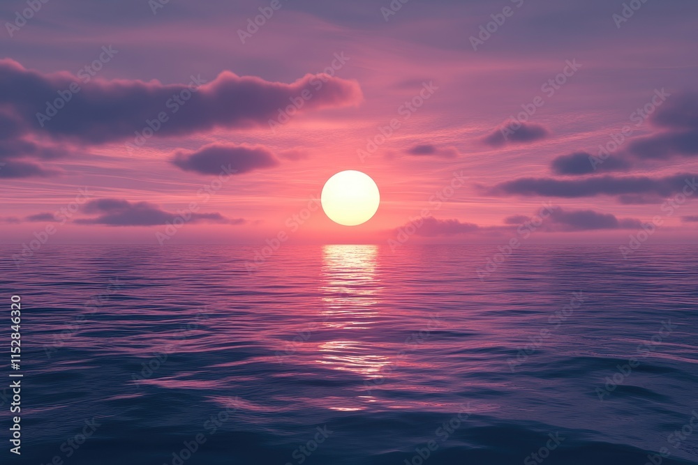 Pink sunset over calm ocean water. (2) Pink sunset over calm ocean water. (2)