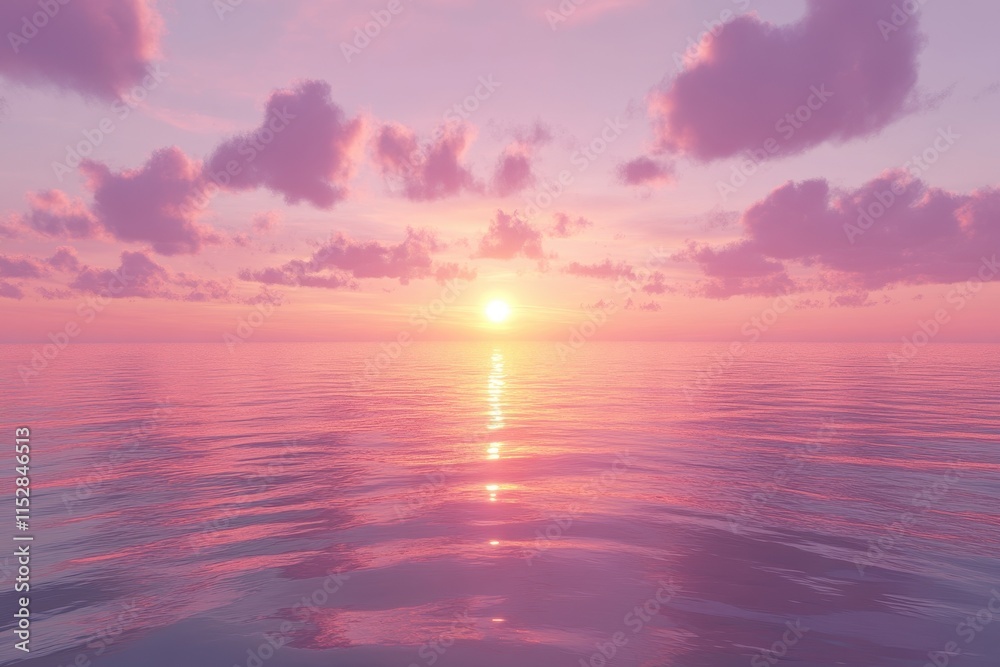 Obraz premium Pink sunset over calm ocean. (3)