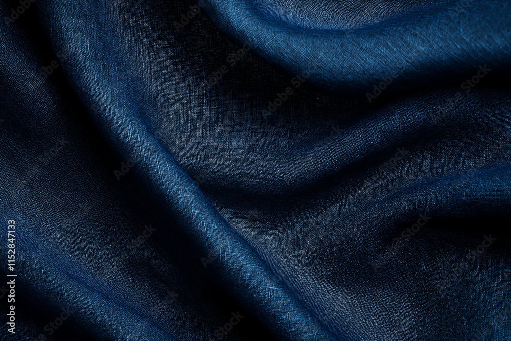Blue linen background Weaving Canvas Fabric Texture background. or Natural dark blue cloth surface Blue linen background Weaving Canvas Fabric Texture background. or Natural dark blue cloth surface