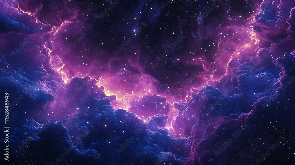 Fototapeta premium Vibrant Purple Nebula: A Stunning 3D Rendered Cosmic Illustration. AI Generated