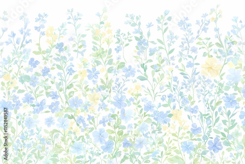 Soft Floral Background with Delicate Blue and Yellow Flowers