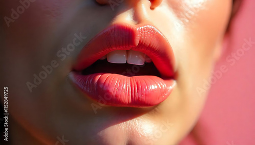 Beauty art picture. Art lips on color background
