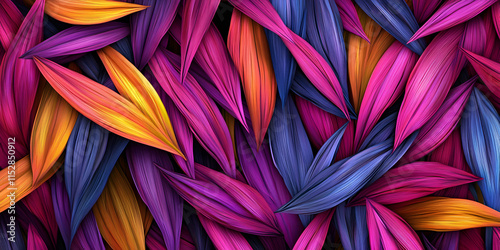 Vibrant Hues, Abstract Leaf Pattern in Purple, Pink, and Orange