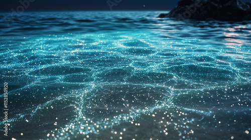 bioluminescent Bay Night Scene