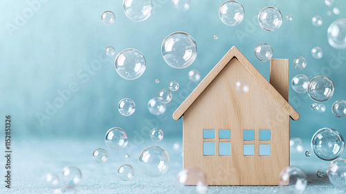 House in a Bubble: A wooden...