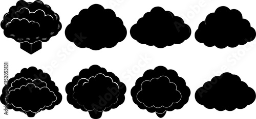 set cloud silhouette vector illustration