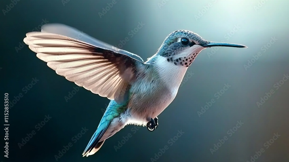 Fototapeta premium Hummingbird mid-flight, wings spread.