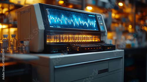 Advanced laboratory equipment displaying data analysis in a scientific environment.