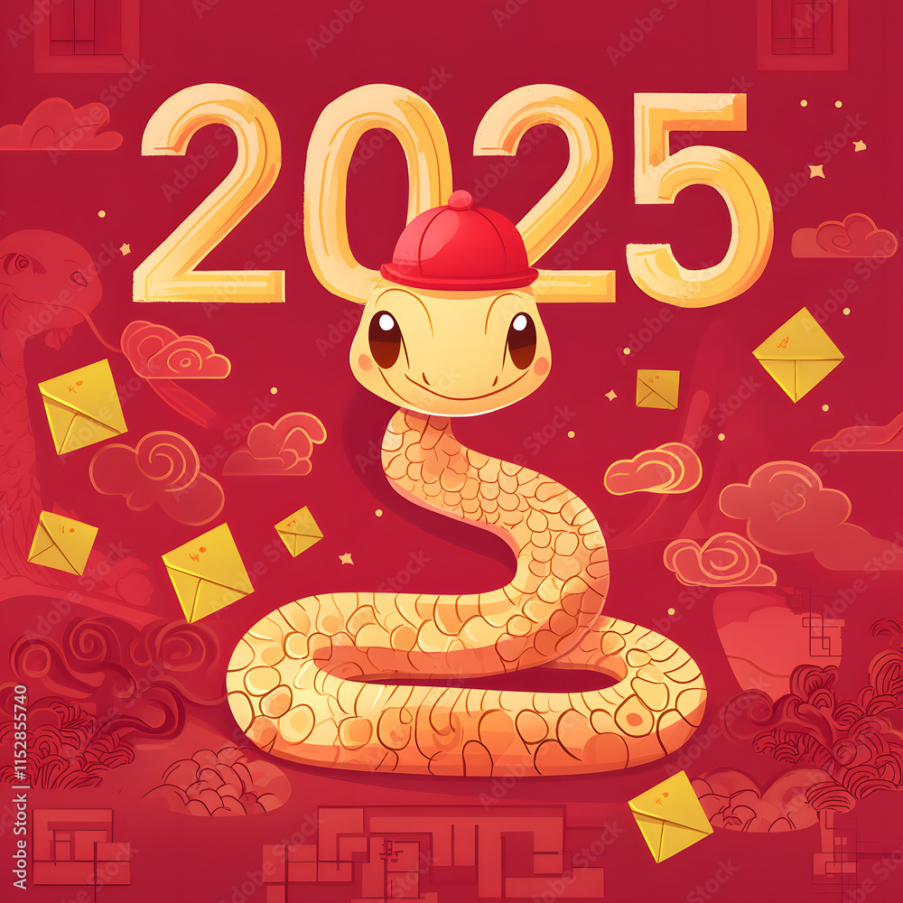 Fototapeta premium 2025 China Lunar New Year, The Year of Snake