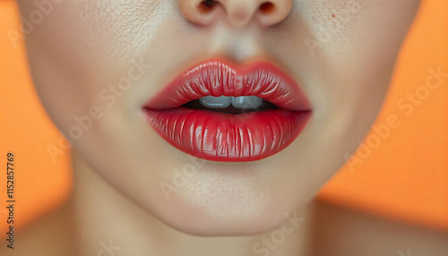 Beauty art picture. Art lips on color background