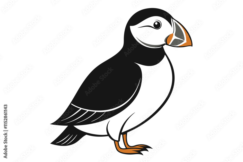 Atlantic Puffin silhouette color white background A.eps Atlantic Puffin silhouette color white background A.eps