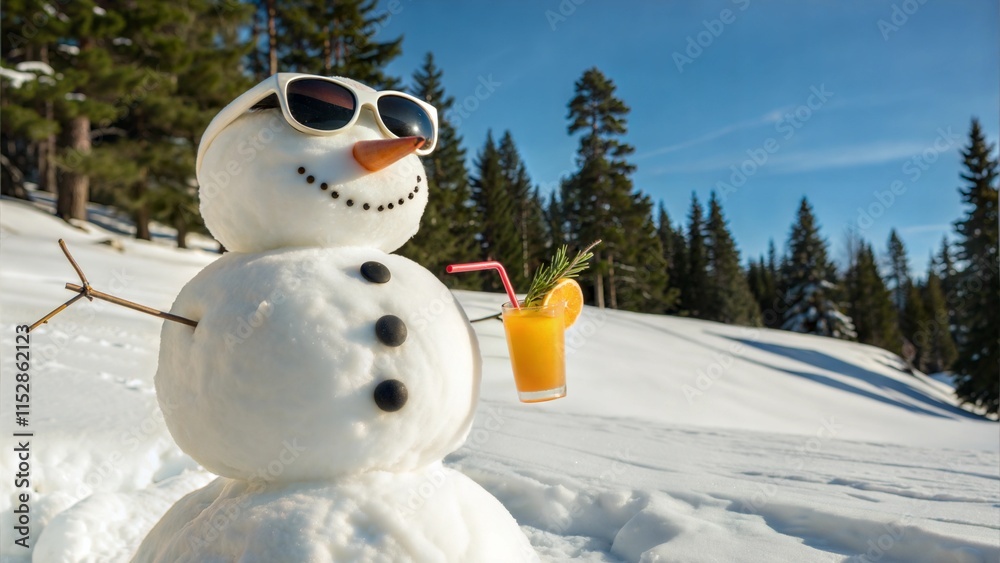 Obraz premium Cool Snowman with a Cocktail