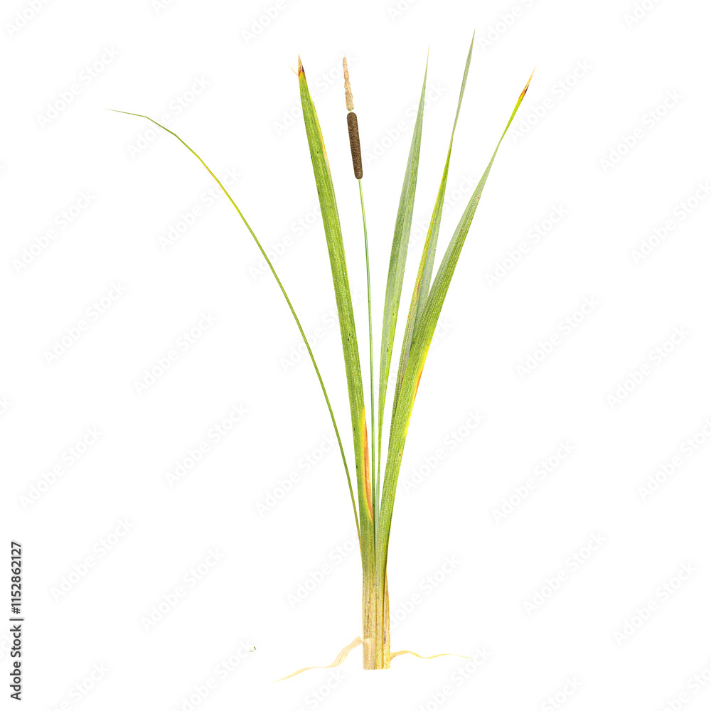 Fototapeta premium collection of Narrowleaf cattail plants with realistic style