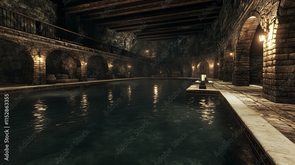 Fototapeta premium Ancient Stone Indoor Swimming Pool in a Cave