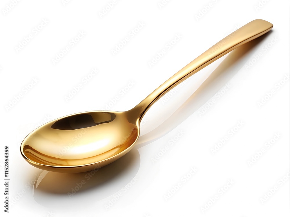 A beautifully crafted golden spoon lies on a glossy surface, its smooth curves and shiny finish catching the light in a warm glow. This exquisite piece embodies luxury and artistry A beautifully crafted golden spoon lies on a glossy surface, its smooth curves and shiny finish catching the light in a warm glow. This exquisite piece embodies luxury and artistry