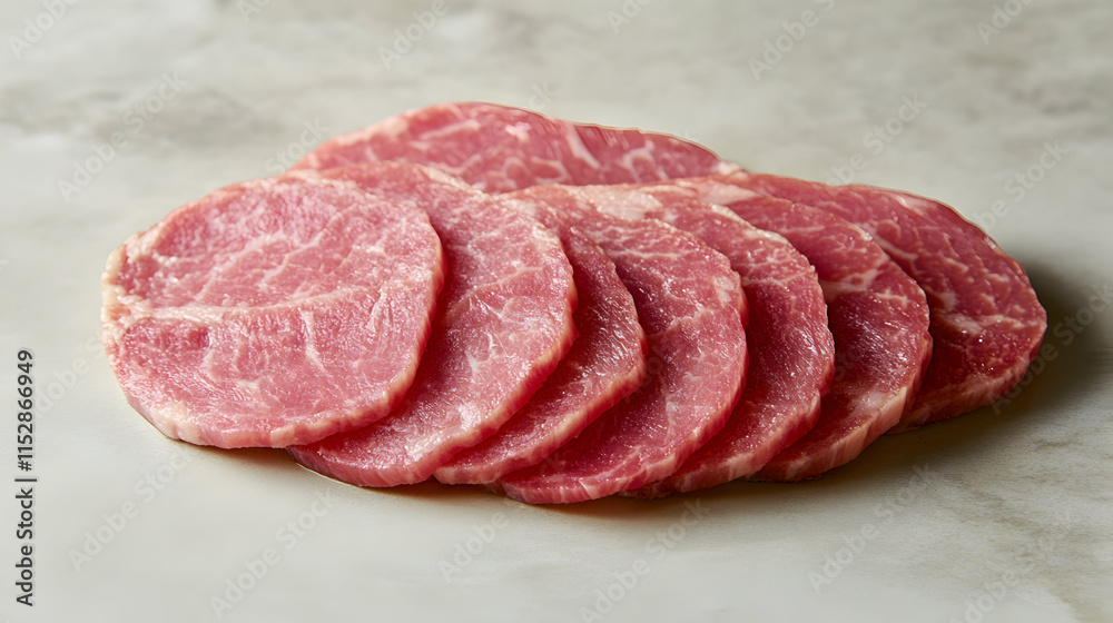 Sliced Raw Meat, Tender Cuts Ready for Cooking, Grilling or Searing Deliciously. Sliced Raw Meat, Tender Cuts Ready for Cooking, Grilling or Searing Deliciously.