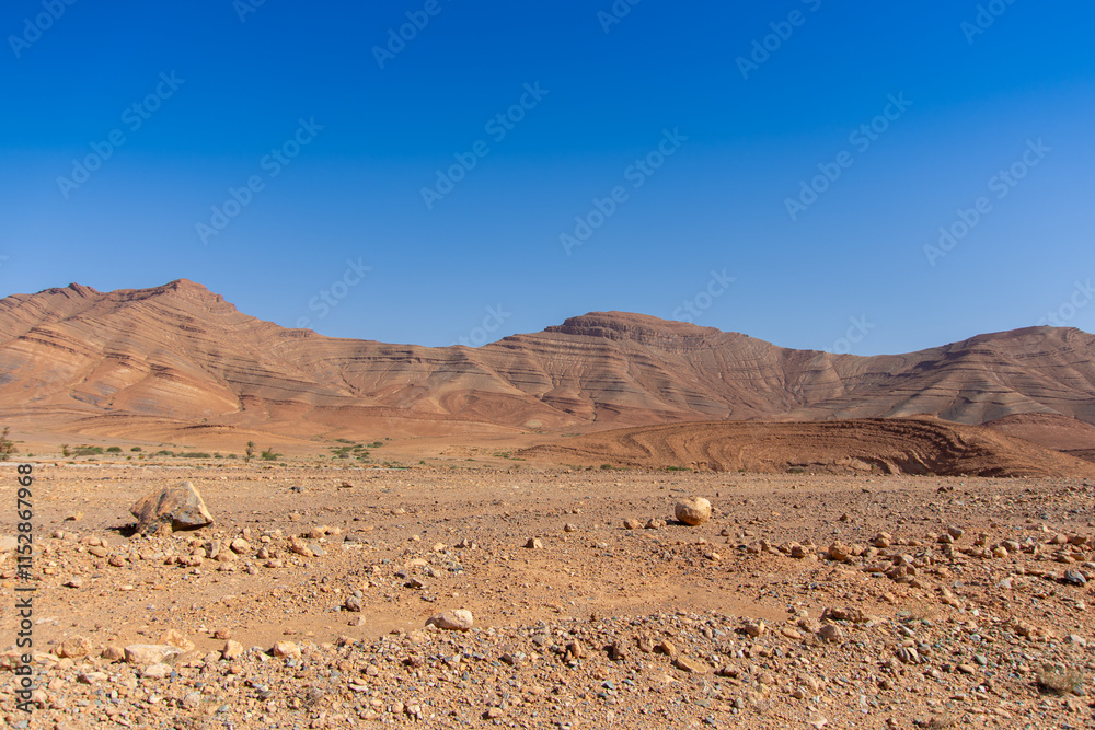 Desert valley in the Moroccan countryside near the Atlas Mountains