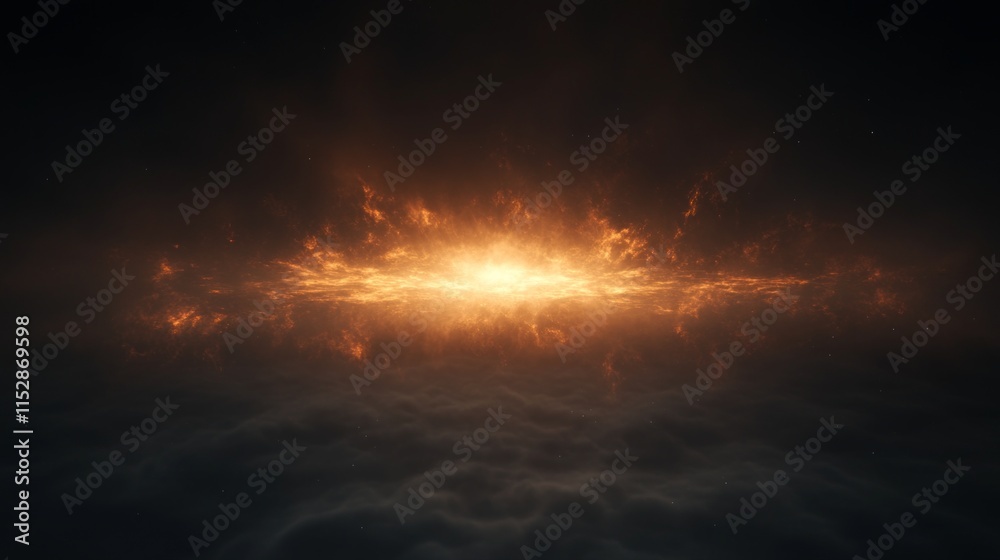 Naklejka premium Celestial Firestorm A Galactic Core's Fiery Embrace