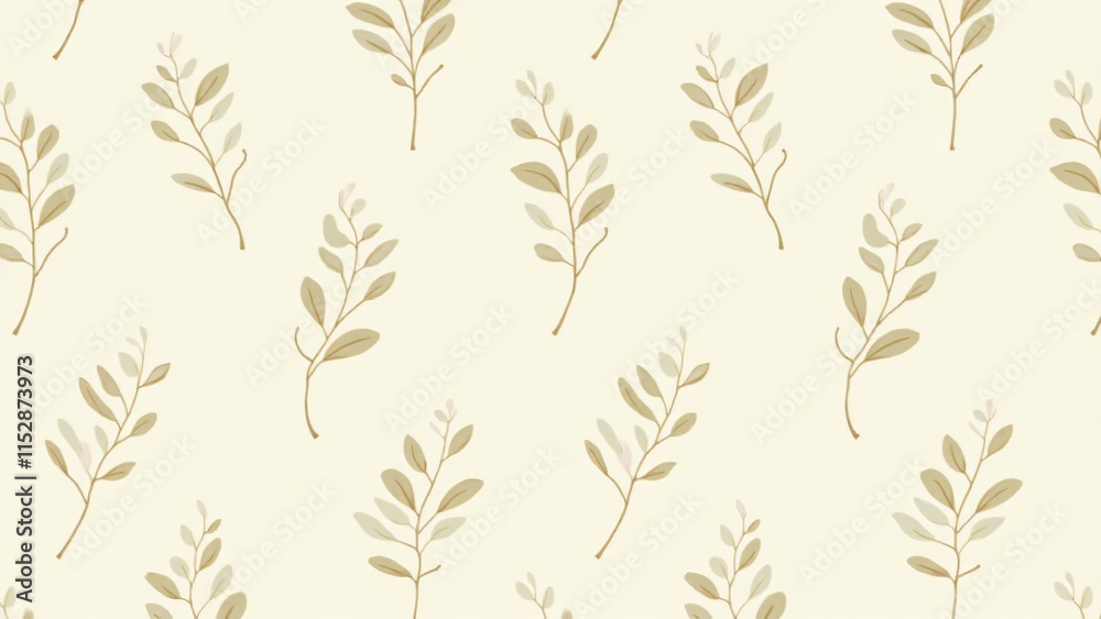 Elegant pattern with minimalist leaves in green and gold tones on a matte beige background, clean lines and subtle textures. Perfect for modern and ecological projects. Elegant pattern with minimalist leaves in green and gold tones on a matte beige background, clean lines and subtle textures. Perfect for modern and ecological projects.