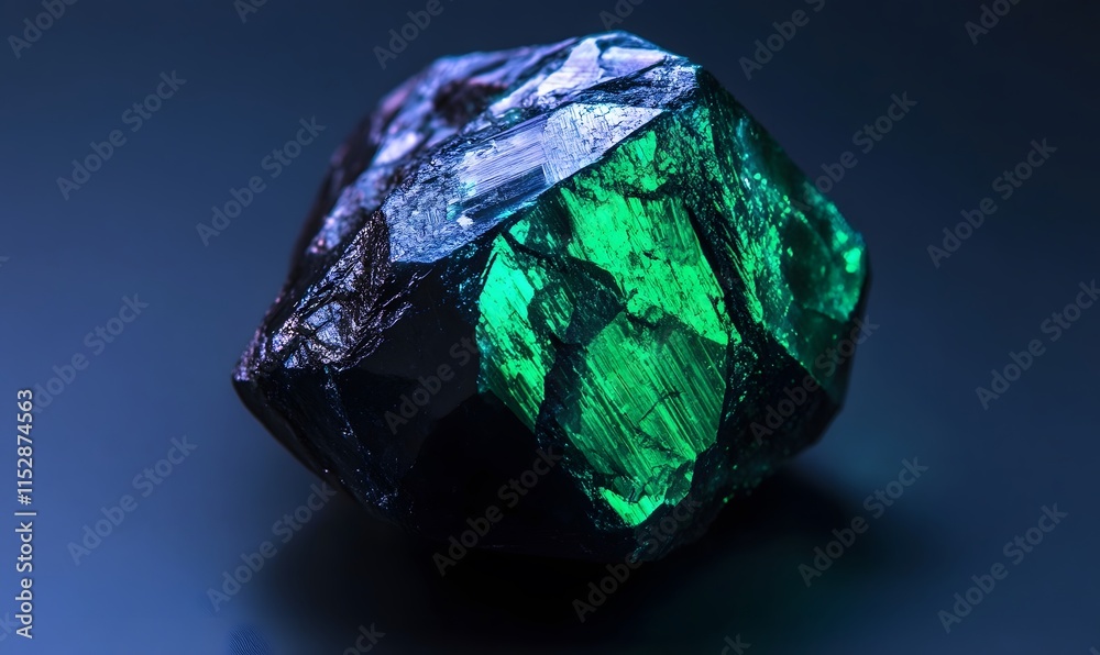 Luminous green gemstone on dark background. Luminous green gemstone on dark background.