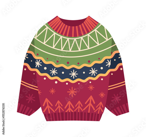 Warm knitted sweater with ornament