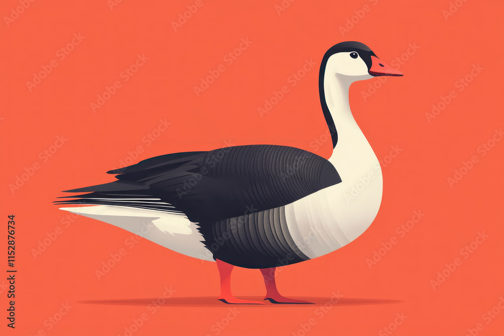 Fototapeta premium Goose standing on red background.