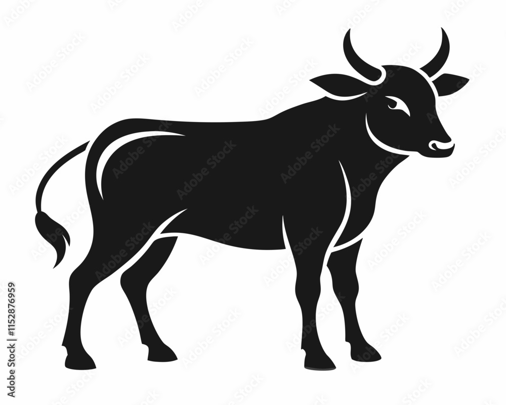 silhouette of Ox vector on white background silhouette of Ox vector on white background