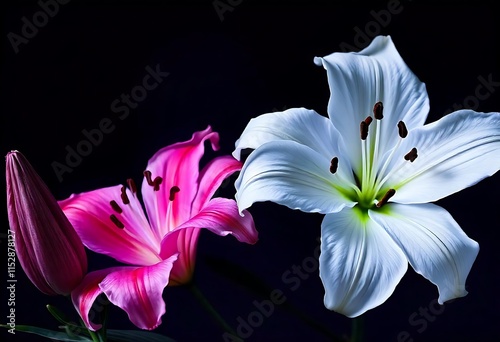 white lily on black