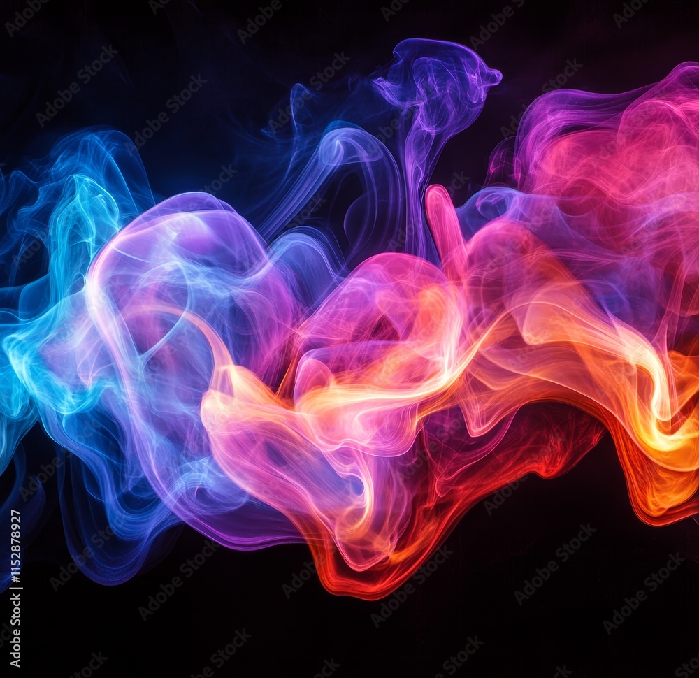 Abstract colorful smoke swirls on black background. (1) Abstract colorful smoke swirls on black background. (1)