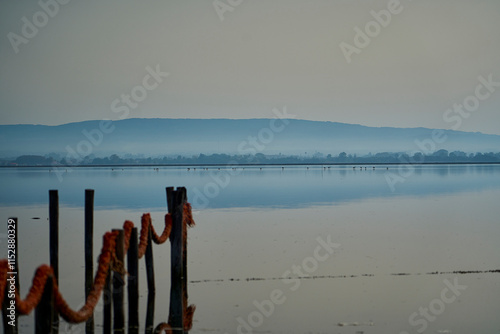 Schilderij op canvas quiet and calm ria de Aveiro, Portugal.