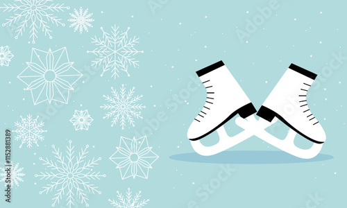 Winter with Ice skates and snowflakes logo
