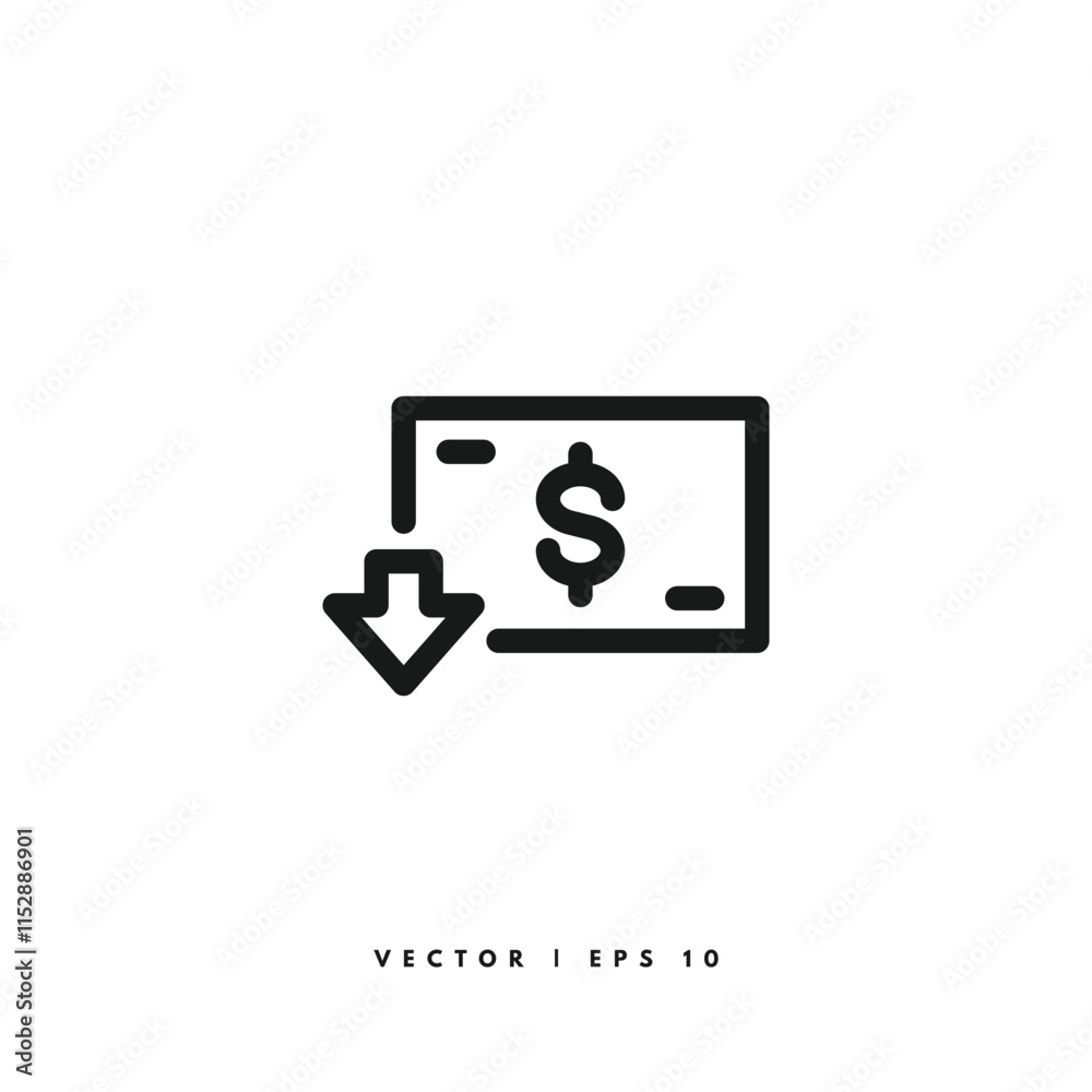 Dollar Down Icon. Editable Stroke Dollar Down Icon. Editable Stroke