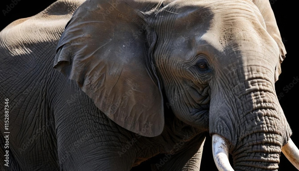 Obraz premium Close-up of an African elephant's head and tusks in a natural setting.generative ai