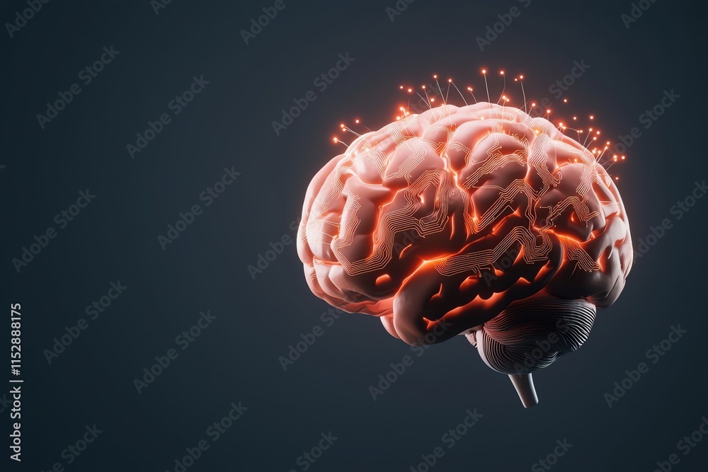 A glowing, futuristic brain is depicted, highlighting neural connections and energy, symbolizing intelligence and advanced technology. A glowing, futuristic brain is depicted, highlighting neural connections and energy, symbolizing intelligence and advanced technology.