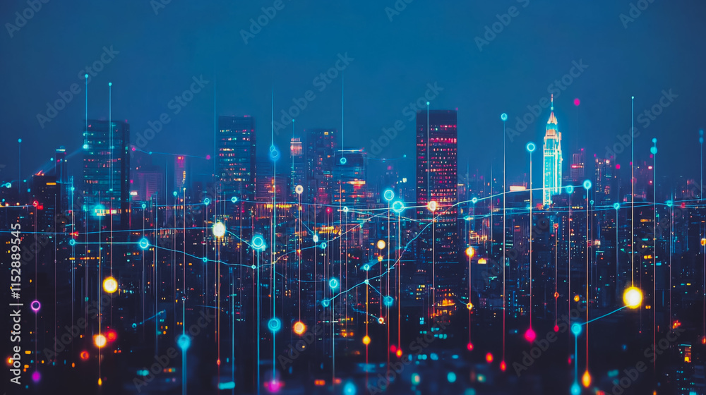 custom made wallpaper toronto digitalSmart digital city with connection cyber security network reciprocity over the cityscape . future smart wireless digital city and social media networking systems that connects people within the city