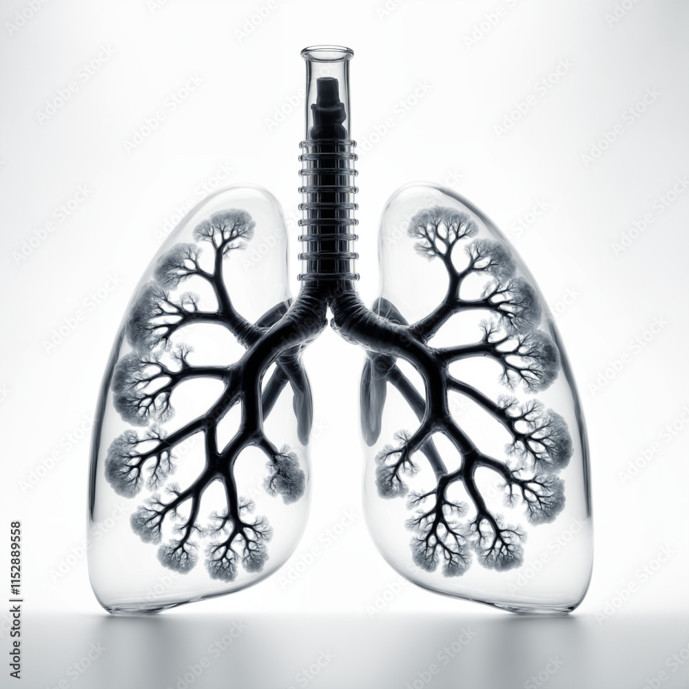 lungs made of Glass on an isolated plain white background lungs made of Glass on an isolated plain white background