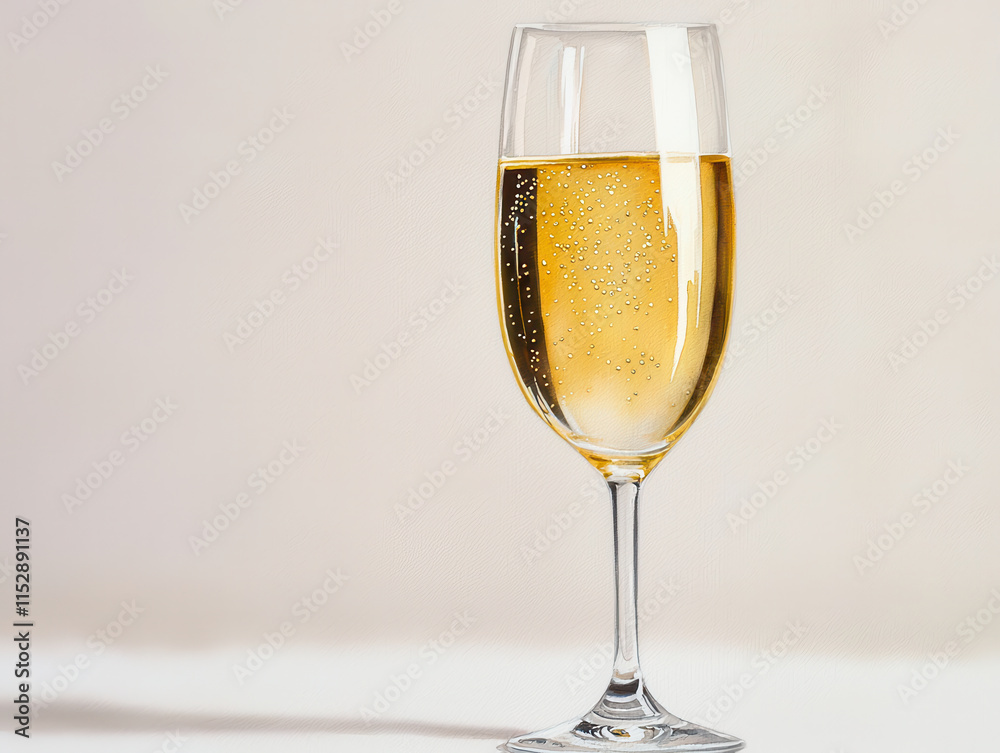 glass of sparkling wine with bubbles in elegant setting isolated design on white background glass of sparkling wine with bubbles in elegant setting isolated design on white background
