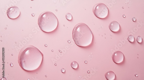 Top-Down View of Sparkling Water Droplets on Simple Background