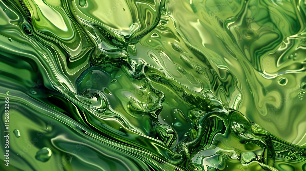 Obraz premium Abstract swirls of green liquid with texture. Suitable for backgrounds, wallpapers, and banners. Dynamic and flowing design.