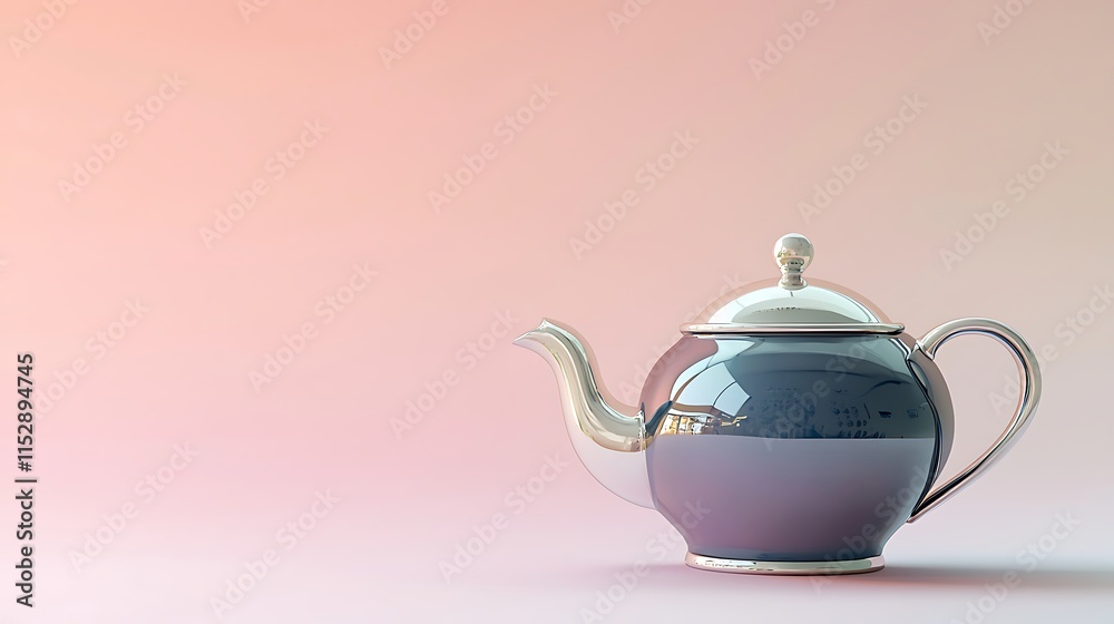 Elegant Dark Teapot Silver Lid Pink Background Still Life Home Decor Elegant Dark Teapot Silver Lid Pink Background Still Life Home Decor