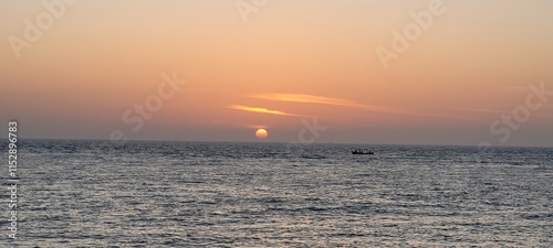 sunset, scenery landscape, soft color sunset on ocean coast