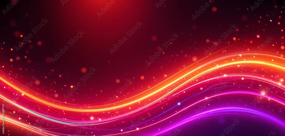 Obraz premium Abstract Glowing Waves with Sparkling Particles Background