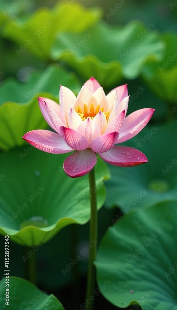 Morning dew drops cling to delicate water lily petals, gentle, green Morning dew drops cling to delicate water lily petals, gentle, green