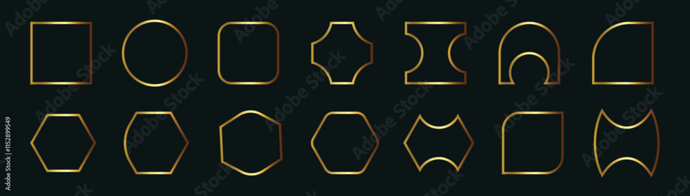 Thin gold line shape of irregular shape. Collection of wedding decoration, birthday holiday invitation. Vector illustration. Thin gold line shape of irregular shape. Collection of wedding decoration, birthday holiday invitation. Vector illustration.