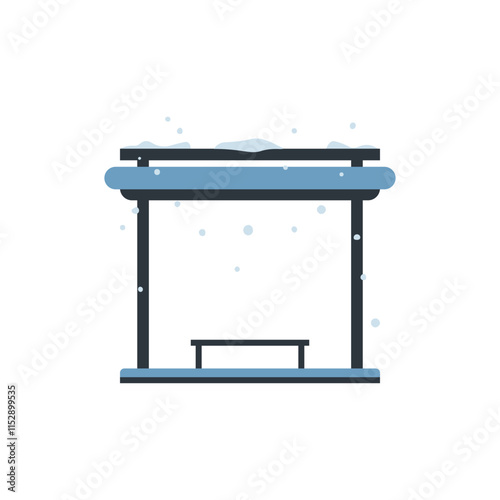 Train Station Surrounded by Snowflakes Illustration
