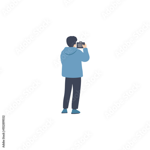 A Man Taking a Photo in Winter Illustration