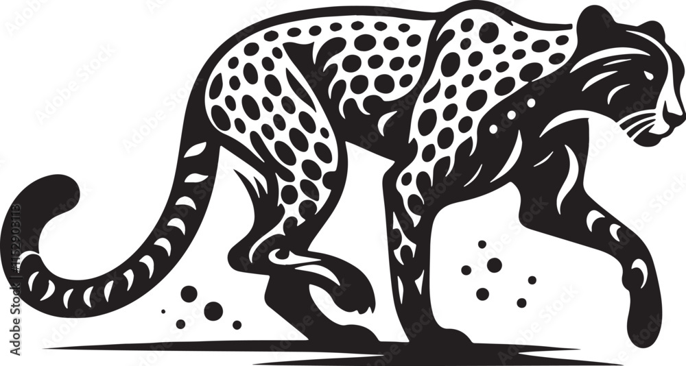 Cheetah Silhouette line art vector illustration on white background Cheetah Silhouette line art vector illustration on white background