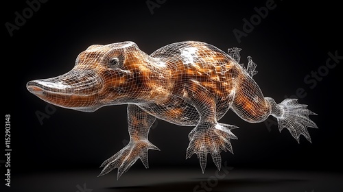 Ethereal Platypus: A 3D Render of an Australian Icon Against a Dark Background AI Generated photo