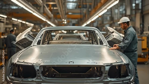 Modern Automobile Production Line: Timelapse of Car Body Assembly Process